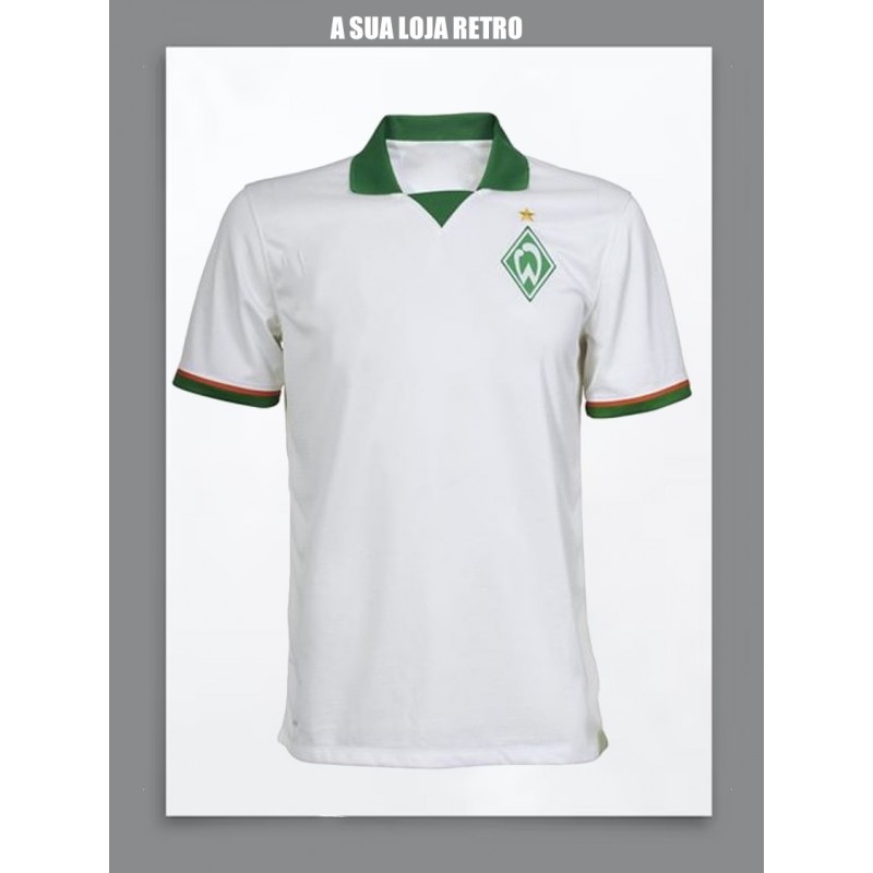 Camisa retrô  Werder breme gola polo branca  1980 - ALE